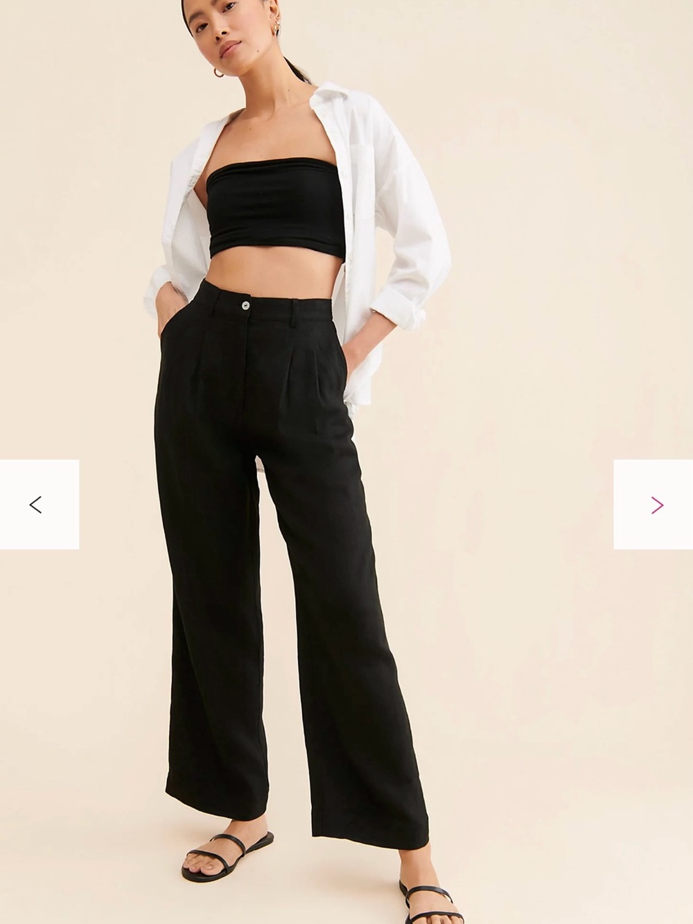 DONNI. Linen Pleated Pants